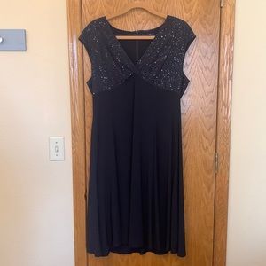 Chaps navy cocktail dress with sequin details on top, XL